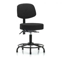 Blue Ridge Ergonomics Desk Stool, Fab, Bk, RT, Tilt, Glides, Blk