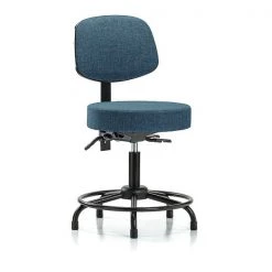 Blue Ridge Ergonomics Desk Stool, Fab, Bk, RT, Tilt, Glides, Blu