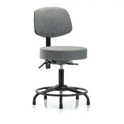 Blue Ridge Ergonomics Desk Stool, Fab, Bk, RT, Tilt, Glides, Gry