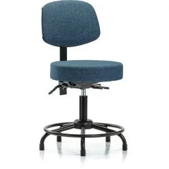 Blue Ridge Ergonomics Desk Stool, Fabric, Bk, RT, Glides, Blu