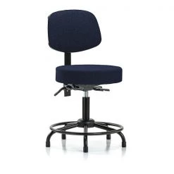 Blue Ridge Ergonomics Desk Stool, Fabric, Bk, RT, Glides, Nav