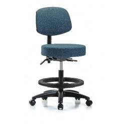 Blue Ridge Ergonomics Bech Stool, Med, Fab, Bk, Tilt, BF, Cast, Blu