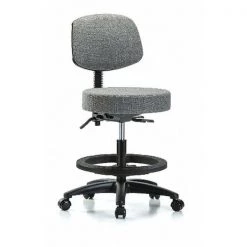 Blue Ridge Ergonomics Bech Stool, Med, Fab, Bk, Tilt, BF, Cast, Gry