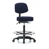 Blue Ridge Ergonomics Bench Stool, Hi, Fabric, Bk, CF, Casters, Nav, Color: Dark Blue