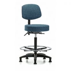 Blue Ridge Ergonomics Bench Stool, Hi, Fab, Bk, Tilt, CF, Gld, Blu