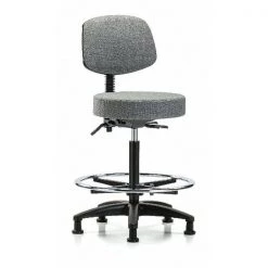 Blue Ridge Ergonomics Bench Stool, Hi, Fab, Bk, Tilt, CF, Gld, Gry