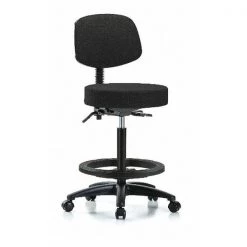 Blue Ridge Ergonomics Bench Stool, Hi, Fab, Bk, Tilt, BF, Cast, Blk