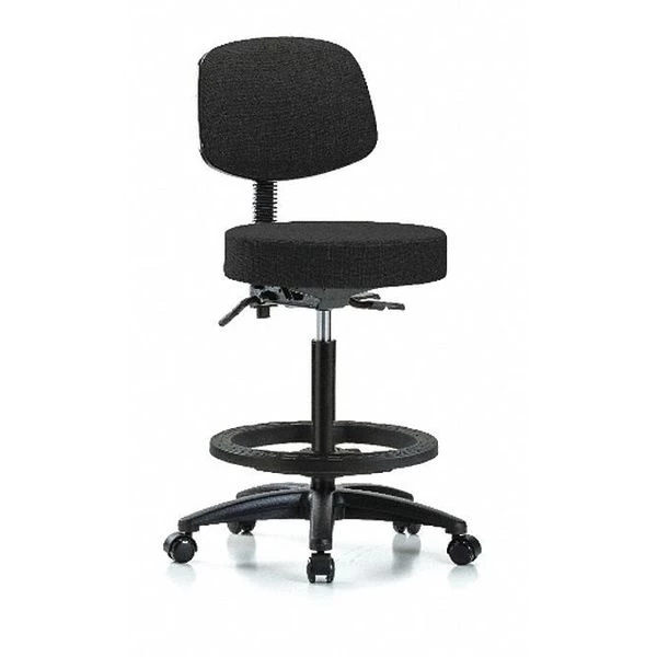 Blue Ridge Ergonomics Bench Stool, Hi, Fab, Bk, Tilt, BF, Cast, Blk 3 Blue Ridge Ergonomics Bench Stool, Hi, Fab, Bk, Tilt, BF, Cast, Blk