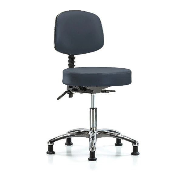Blue Ridge Ergonomics Desk Stool, Vinyl, Bk, Chrome, Glides, Nav 3 Blue Ridge Ergonomics Desk Stool, Vinyl, Bk, Chrome, Glides, Nav