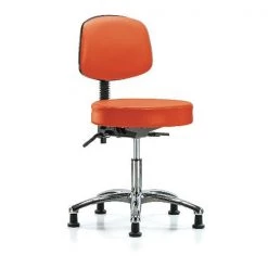 Blue Ridge Ergonomics Desk Stool, Vin, Bk Chrome, Tilt, Gld, Orange