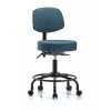 Blue Ridge Ergonomics Bench Stool, Med, Fab, Bk, RT, Casters, Blu