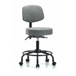 Blue Ridge Ergonomics Bench Stool, Med, Fab, Bk, RT, Casters, Gry