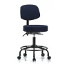 Blue Ridge Ergonomics Bench Stool, Med, Fab, Bk, RT, Casters, Nav