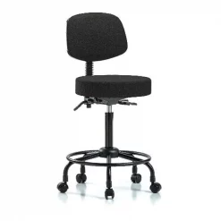 Blue Ridge Ergonomics Bench Stool, Hi, Fab, Bk, RT, Casters, Blk
