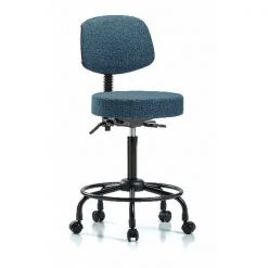 Blue Ridge Ergonomics Ben Stool, Hi, Fab, Bk, RT, Tilt, Cast, Blu