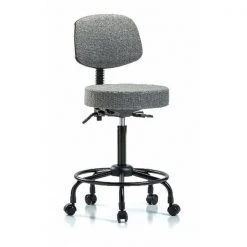 Blue Ridge Ergonomics Ben Stool, Hi, Fab, Bk, RT, Tilt, Cast, Gry