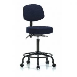 Blue Ridge Ergonomics Ben Stool, Hi, Fab, Bk, RT, Tilt, Cast, Nav