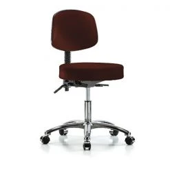 Blue Ridge Ergonomics Desk Stool, Vinyl, Bk, Chrome, Casters, Burg