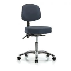 Blue Ridge Ergonomics Desk Stool, Vin, Bk Chrome, Tilt, Cast, Nav