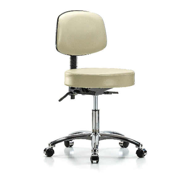 Blue Ridge Ergonomics Desk Stool, Vinyl, Bk, Chrome, Casters, Wht 3 Blue Ridge Ergonomics Desk Stool, Vinyl, Bk, Chrome, Casters, Wht