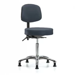 Blue Ridge Ergonomics Bench Stool, Med, Vin, Bk, Chrome, Glides Nav