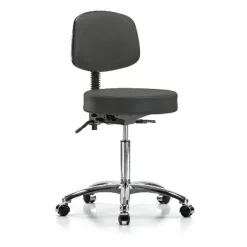 Blue Ridge Ergonomics Bench Stool, Med, Vin, Bk Chrome, Cast, Gry