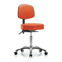 Blue Ridge Ergonomics Ben Stool, Med, Vinyl, Bk, Cast, Orange
