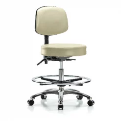 Blue Ridge Ergonomics Bench Stool, Med, Vin, Bk, Chrm, Cast, Wht