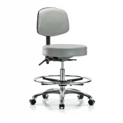 Blue Ridge Ergonomics Bench Stool, Med, Vin, Bk, Chrm, Cast, Dov