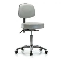 Blue Ridge Ergonomics Bench Stool, Med, Vin, Bk Chrome, Cast, Dov