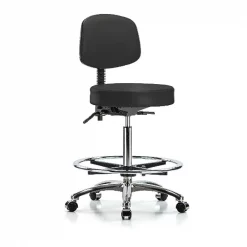Blue Ridge Ergonomics Ben Stool, Hi, Vinyl, Bk, CF, Cast, BLK