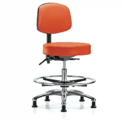 Blue Ridge Ergonomics Ben Stool, Med, Vinyl, Bk, CF, Gld, Orange