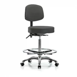 Blue Ridge Ergonomics Ben Stool, Hi, Vinyl, Bk, CF, Cast, Gry