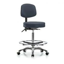 Blue Ridge Ergonomics Ben Stool, Hi, Vinyl, Bk, CF, Cast, Nav