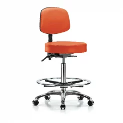 Blue Ridge Ergonomics Ben Stool, Hi, Vinyl, Bk, CF, Cast, Orange