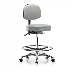 Blue Ridge Ergonomics Ben Stool, Hi, Vinyl, Bk, CF, Cast, Dov