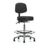 Blue Ridge Ergonomics Ben Stool, Hi, Vin, Bk, Chrome, CF, Glides, BLK