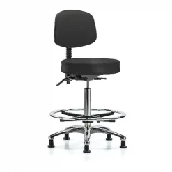 Blue Ridge Ergonomics Ben Stool, Hi, Vin, Bk, Chrome, CF, Glides, BLK