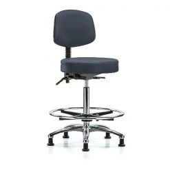 Blue Ridge Ergonomics Ben Stool, Hi, Vinyl, Bk, CF, Gld, Nav