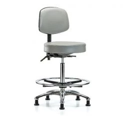 Blue Ridge Ergonomics Ben Stool, Hi, Vinyl, Bk, CF, Gld, Dov