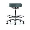 Blue Ridge Ergonomics Bench Stool, Hi, Chrm, Vinyl, CF, Glid, Blu