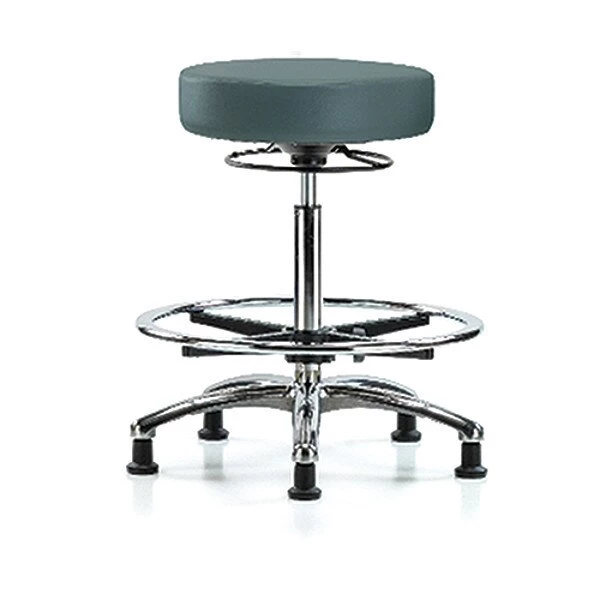 Blue Ridge Ergonomics Bench Stool, Hi, Chrm, Vinyl, CF, Glid, Blu 3 Blue Ridge Ergonomics Bench Stool, Hi, Chrm, Vinyl, CF, Glid, Blu