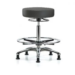 Blue Ridge Ergonomics Bench Stool, Hi, Chrm, Vinyl, CF, Glid, Gry