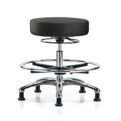 Blue Ridge Ergonomics Bench Stool, Med, Vin, Chrm, CF, Glides, BLK