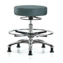 Blue Ridge Ergonomics Bench Stool, Med, Vin, Chrm, CF, Glides, Blu