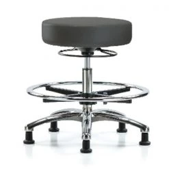 Blue Ridge Ergonomics Bench Stool, Med, Vin, Chrm, CF, Glides, Gry