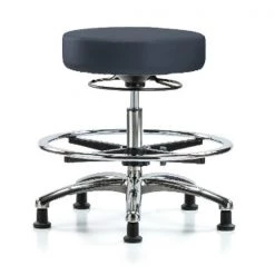 Blue Ridge Ergonomics Bench Stool, Med, Vin, Chrm, CF, Glides, Nav