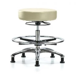 Blue Ridge Ergonomics Bench Stool, Med, Vin, Chrm, CF, Glides, Wht