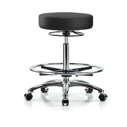 Blue Ridge Ergonomics Bench Stool, Hi, Chrm, Vin, CF, Castrs, BLK