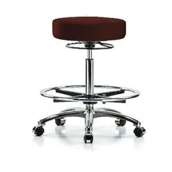 Blue Ridge Ergonomics Bench Stool, Hi, Chrm, Vin, CF, Castrs, Burg